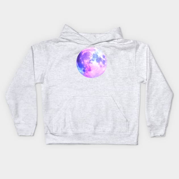 Watercolor Purple Moon Kids Hoodie by aterkaderk